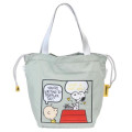 Japan Peanuts Shoulder Drawstring Bag - Snoopy & Charlie : Pale Green - 5