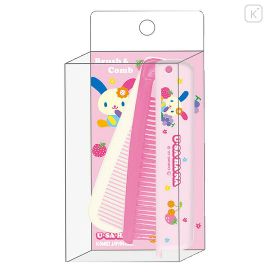 Japan Sanrio Folding Brush & Comb - Usahana : Fruit Pink - 1