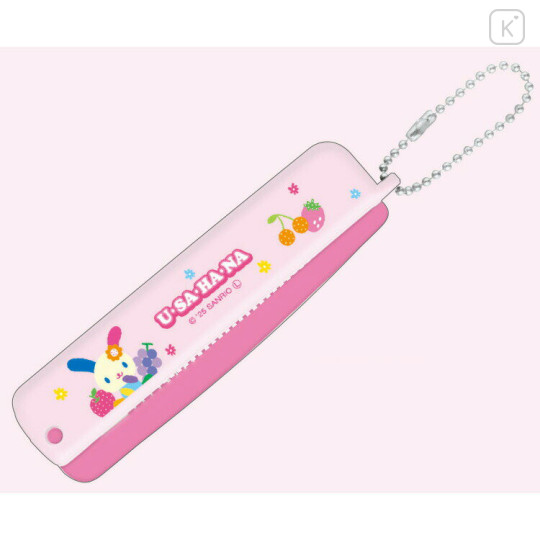 Japan Sanrio Folding Brush & Comb - Usahana : Fruit Pink - 2