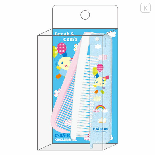 Japan Sanrio Folding Brush & Comb - Usahana : Balloon Blue - 1