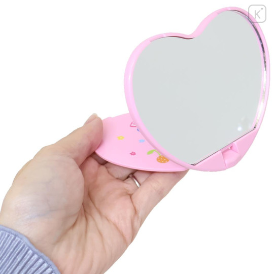 Japan Sanrio Heart-shaped Compact Mirror - Usahana : Fruit Pink - 2
