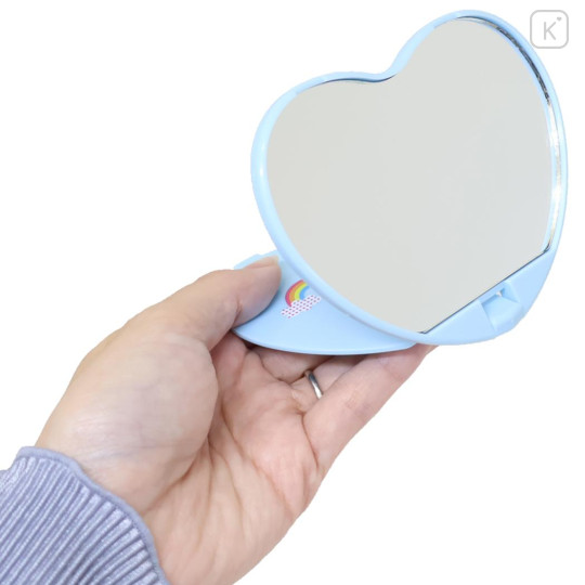 Japan Sanrio Heart-shaped Compact Mirror - Usahana : Balloon Blue - 2