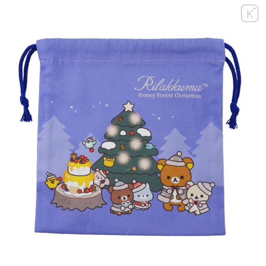 Japan San-X Store Drawstring Bag - Rilakkuma : Honey Forest Christmas 2025 - 1