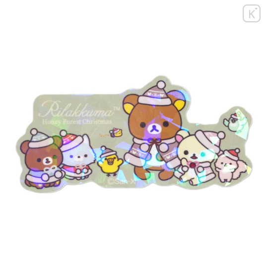 Japan San-X Store Vinyl Hologram Sticker - Rilakkuma : Honey Forest Christmas 2025 - 1