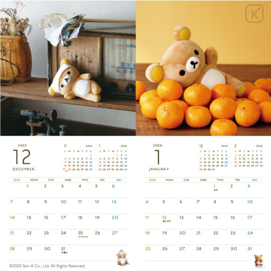 Japan San-X Wall Calendar - Living with Rilakkuma 2026 - 2