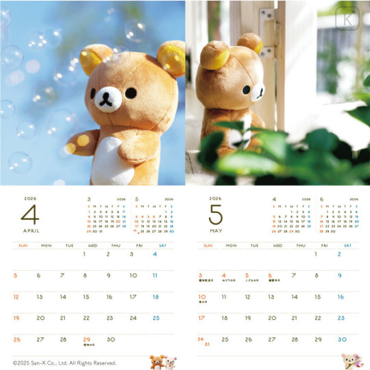 Japan San-X Wall Calendar - Living with Rilakkuma 2026 - 4