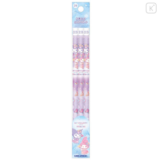 Japan Sanrio 2B Pencil Set - Kuromi & My Melody : Sparkly Dress - 1