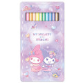 Japan Sanrio 12 Color Colored Pencils with Case - Kuromi & My Melody : Sparkly Dress - 1