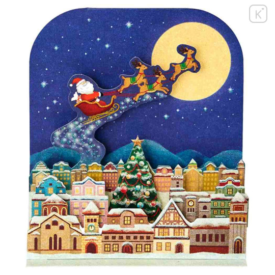 Japan Sanrio 3D Greeting Card - Christmas Santa Sleigh in the Night Sky - 1