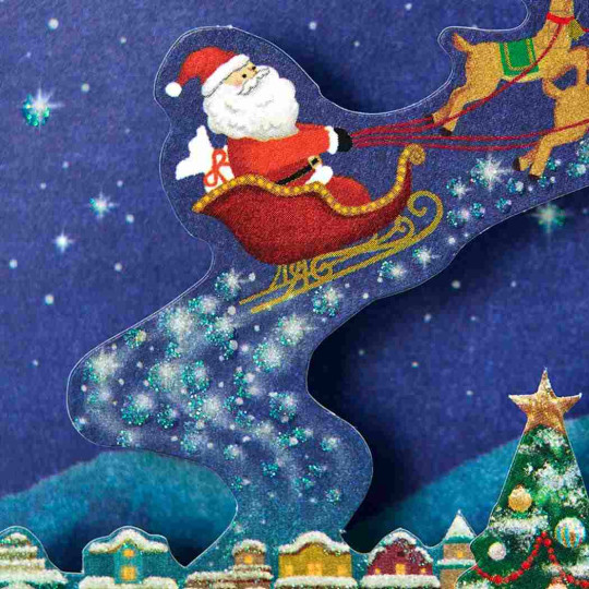 Japan Sanrio 3D Greeting Card - Christmas Santa Sleigh in the Night Sky - 3