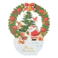 Japan Sanrio 3D Greeting Card - Christmas Santa & Animal Wreath - 2