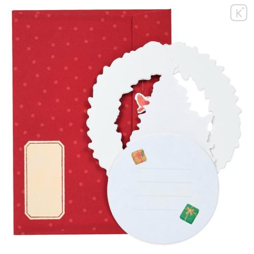 Japan Sanrio 3D Greeting Card - Christmas Santa & Animal Wreath - 4