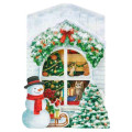 Japan Sanrio 3D Greeting Card - Christmas Snowman Outside Warm House with Cat & Tree - 2