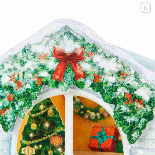 Japan Sanrio 3D Greeting Card - Christmas Snowman Outside Warm House with Cat & Tree - 3