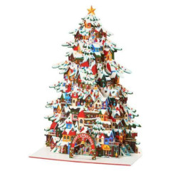 Japan Sanrio 3D Greeting Card - Christmas Tree Street Mountain Town
