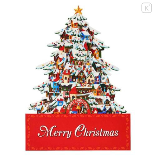 Japan Sanrio 3D Greeting Card - Christmas Tree Street Mountain Town - 2