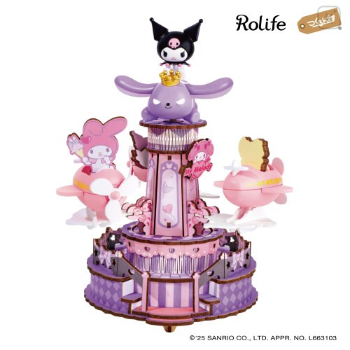 Japan Sanrio DIY Miniature Amusement Park Set - Kuromi & My Melody : Friendly Ride Rolife - 1