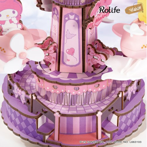 Japan Sanrio DIY Miniature Amusement Park Set - Kuromi & My Melody : Friendly Ride Rolife - 4