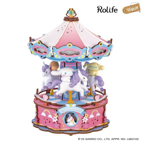 Japan Sanrio DIY Miniature Amusement Park Set - Cinnamoroll : Merry Go Round Rolife - 1