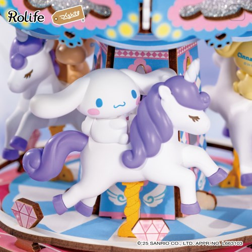 Japan Sanrio DIY Miniature Amusement Park Set - Cinnamoroll : Merry Go Round Rolife - 2