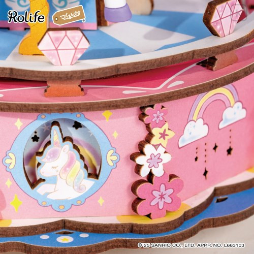 Japan Sanrio DIY Miniature Amusement Park Set - Cinnamoroll : Merry Go Round Rolife - 4
