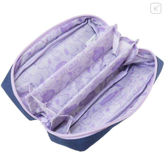 Japan Peanuts Pacotray Pen Pouch - Snoopy & Woodstock : Navy Purple - 3