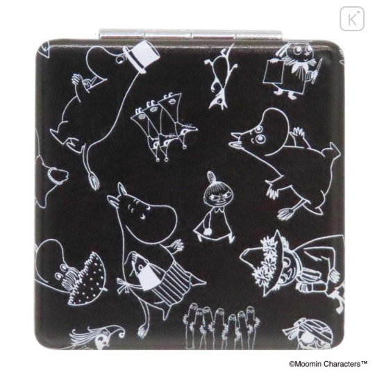 Japan Moomin 2-sided Compact Mirror - 80th Anniversary Characters : Black - 1