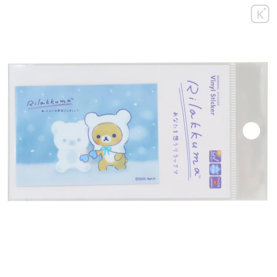 Japan San-X Vinyl Sticker - Rilakkuma : Thinking of You Snowman - 1