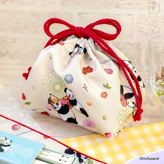 Japan Mofusand Lunch Drawstring Bag - Panda Cat Meow Nyan - 2