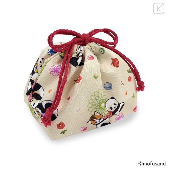 Japan Mofusand Lunch Drawstring Bag - Panda Cat Meow Nyan - 4