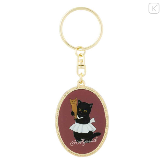Japan Mofusand Oval Metal Keychain - Mofumofu Journey Hollywood Academy Award Cat Meow - 4