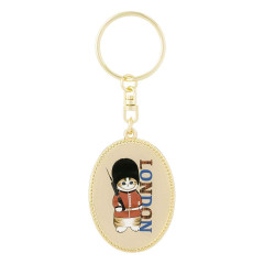 Japan Mofusand Oval Metal Keychain - Mofumofu Journey London Royal Guard Cat Meow
