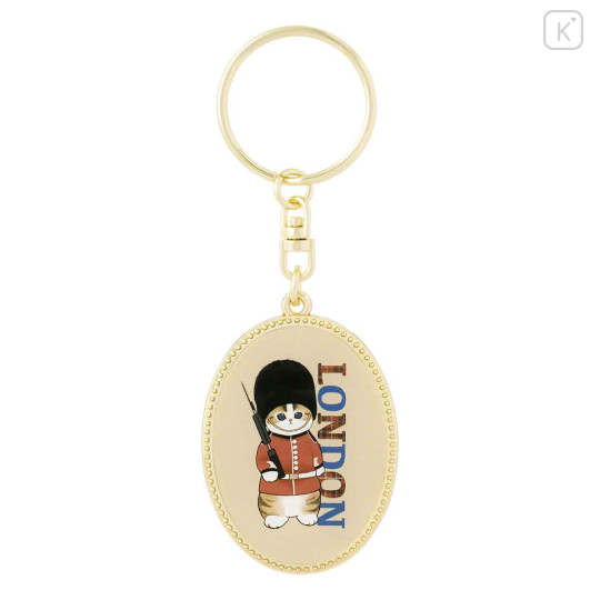 Japan Mofusand Oval Metal Keychain - Mofumofu Journey London Royal Guard Cat Meow - 4