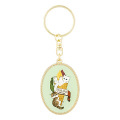 Japan Mofusand Oval Metal Keychain - Mofumofu Journey Italian Gennato Cat Meow