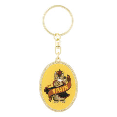 Japan Mofusand Oval Metal Keychain - Mofumofu Journey Spain Flamenco Cat Meow