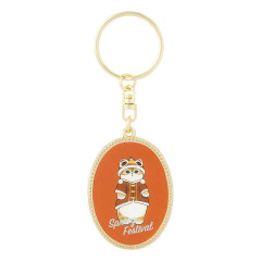 Japan Mofusand Oval Metal Keychain - Mofumofu Journey Spring Festival Chinese Clothing Cat Meow