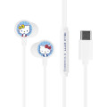Japan Sanrio USB Type-C Stereo Earbuds with Remote Control Microphone - Hello Kitty - 1
