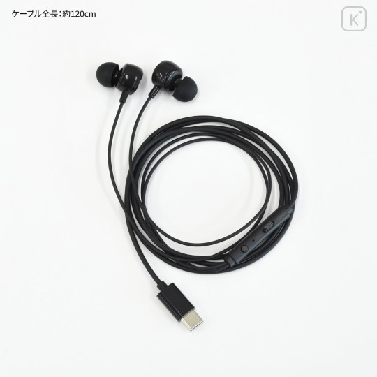 Japan Sanrio USB Type-C Stereo Earbuds with Remote Control Microphone - Kuromi - 4