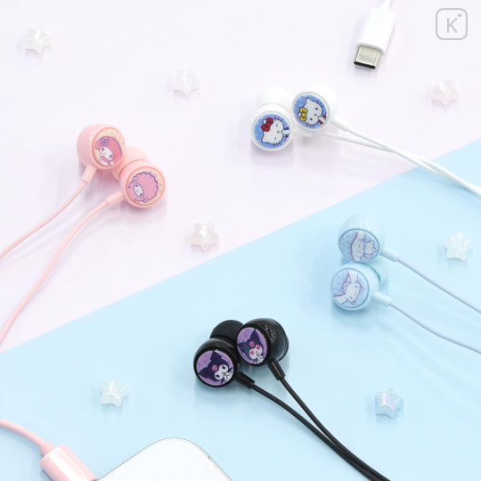 Japan Sanrio USB Type-C Stereo Earbuds with Remote Control Microphone - Kuromi - 5