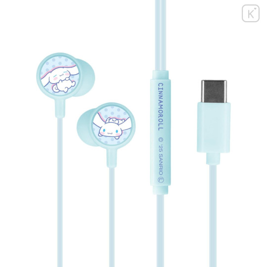 Japan Sanrio USB Type-C Stereo Earbuds with Remote Control Microphone - Cinnamoroll - 1