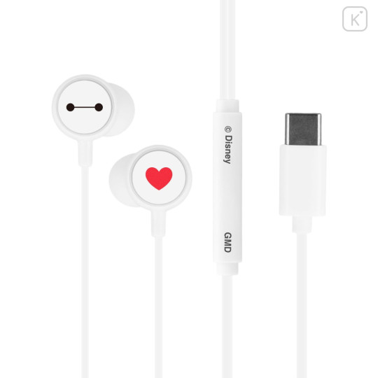 Japan Disney USB Type-C Stereo Earbuds with Remote Control Microphone - Baymax - 1