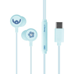 Japan Disney USB Type-C Stereo Earbuds with Remote Control Microphone - Stitch