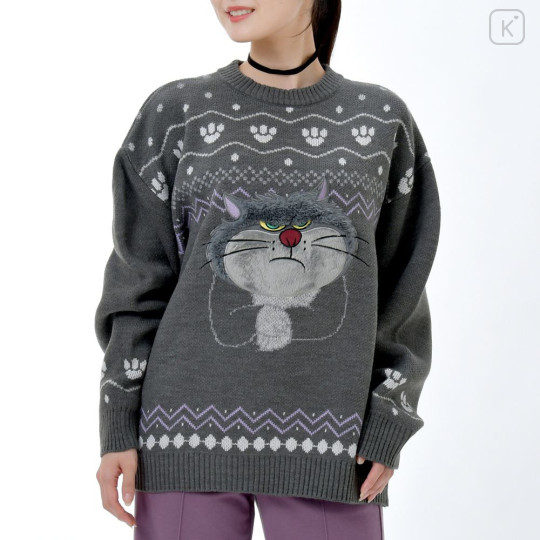 Japan Disney Store Long Sleeve Sweater - Cinderella : Cat Lucifer Knit Collection Retro - 2