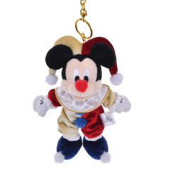 Japan Disney Store Plush Mascot Keychain - Mickey : Pierrot Costume