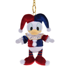 Japan Disney Store Plush Mascot Keychain - Donald : Pierrot Costume