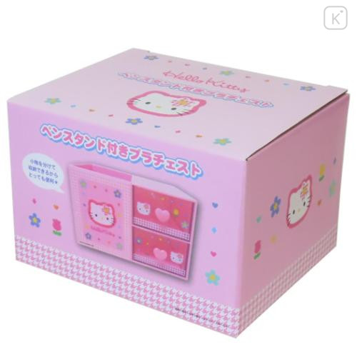 Japan Sanrio Chest Drawer with Pen Stand - Hello Kitty : Y2k Houndstooth - 4