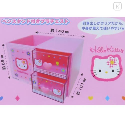 Japan Sanrio Chest Drawer with Pen Stand - Hello Kitty : Y2k Houndstooth - 5
