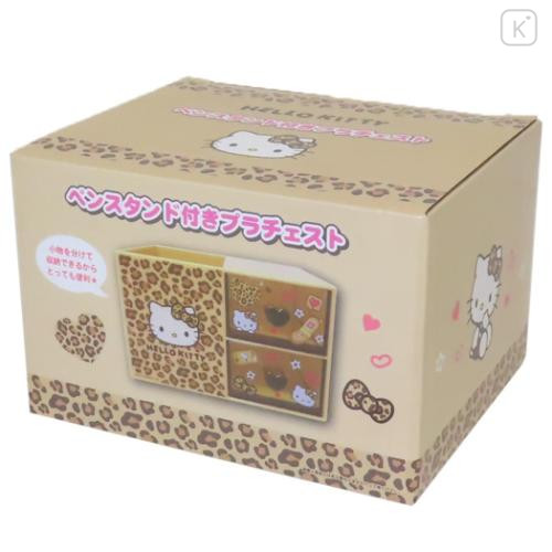 Japan Sanrio Chest Drawer with Pen Stand - Hello Kitty : Leopard - 4