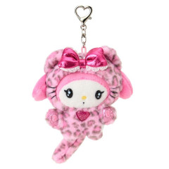 Japan Sanrio Original Mascot Holder - My Melody : Leopard Gal Cat Pink