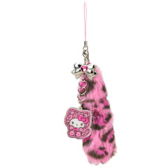 Japan Sanrio Original Dangling Tail Mascot Strap - Hello Kitty : Leopard Gal Cat Pink